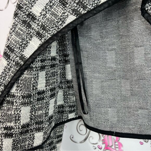 Calvin Klein blazer sweater cardigan tweed Black White Checkered sparkly - Picture 7 of 10